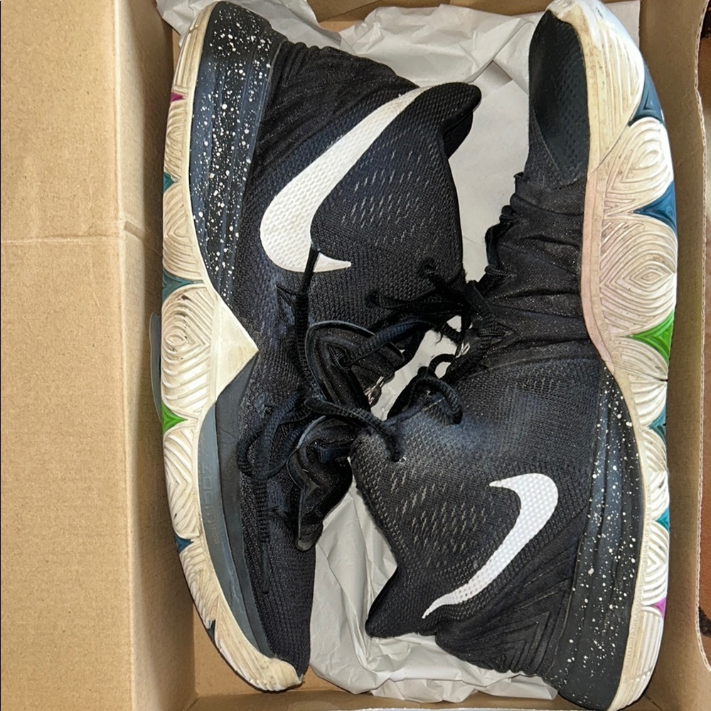 Nike Black and White Sneakers with Colorful Sole